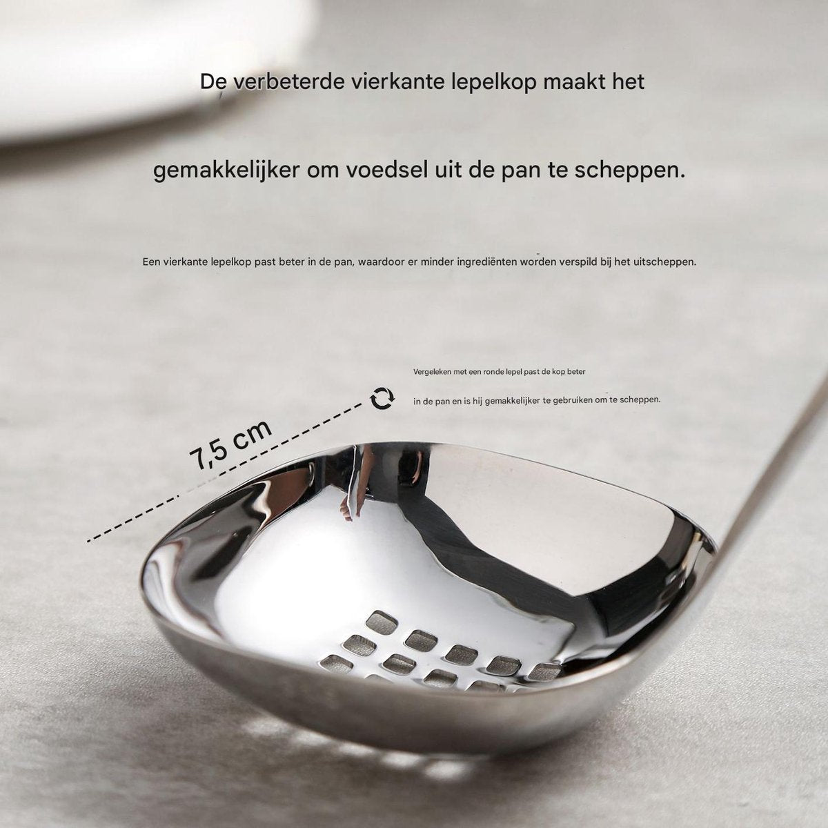 Soup Spoon Set - 2-Piece - Stainless Steel Soup Spoon - Strainer - Hanging Spoon - For Serving Soup - For Serving Porridge - Heat Resistant - Non-Slip - High Temperature Resistant - Image 4