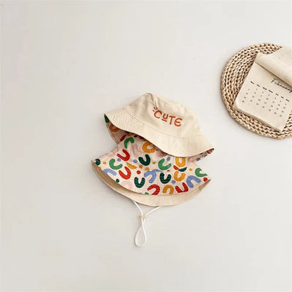 Baby Hat - Reversible Summer Hat - Summer Hat with Embroidered Letters - Size 52 - Image 3