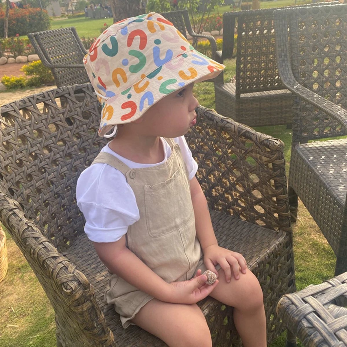 Baby Hat - Reversible Summer Hat - Summer Hat with Embroidered Letters - Size 52 - Image 6