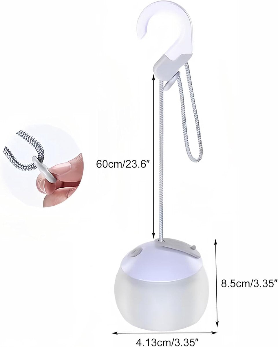 Night Light - Outdoor Camping Lamp - Atmospheric Decorative Lighting - Round Camping Lamp - 3 Brightness Levels - Hook Mount - Suitable for emergencies, tents, fishing, and other occasions. (White) - Image 2