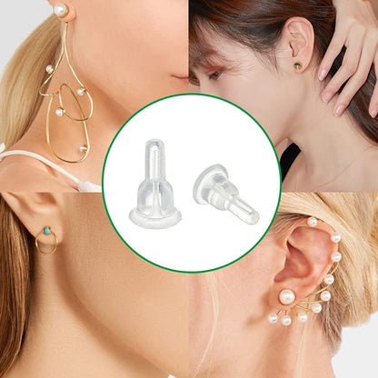 50 Silicone Earring Backs - Full Coverage, Clear Earring Backs - Dustproof - Hypoallergenic Soft Ear Cushions - For Stabilizing Earring Hooks (10x6mm) - Image 4
