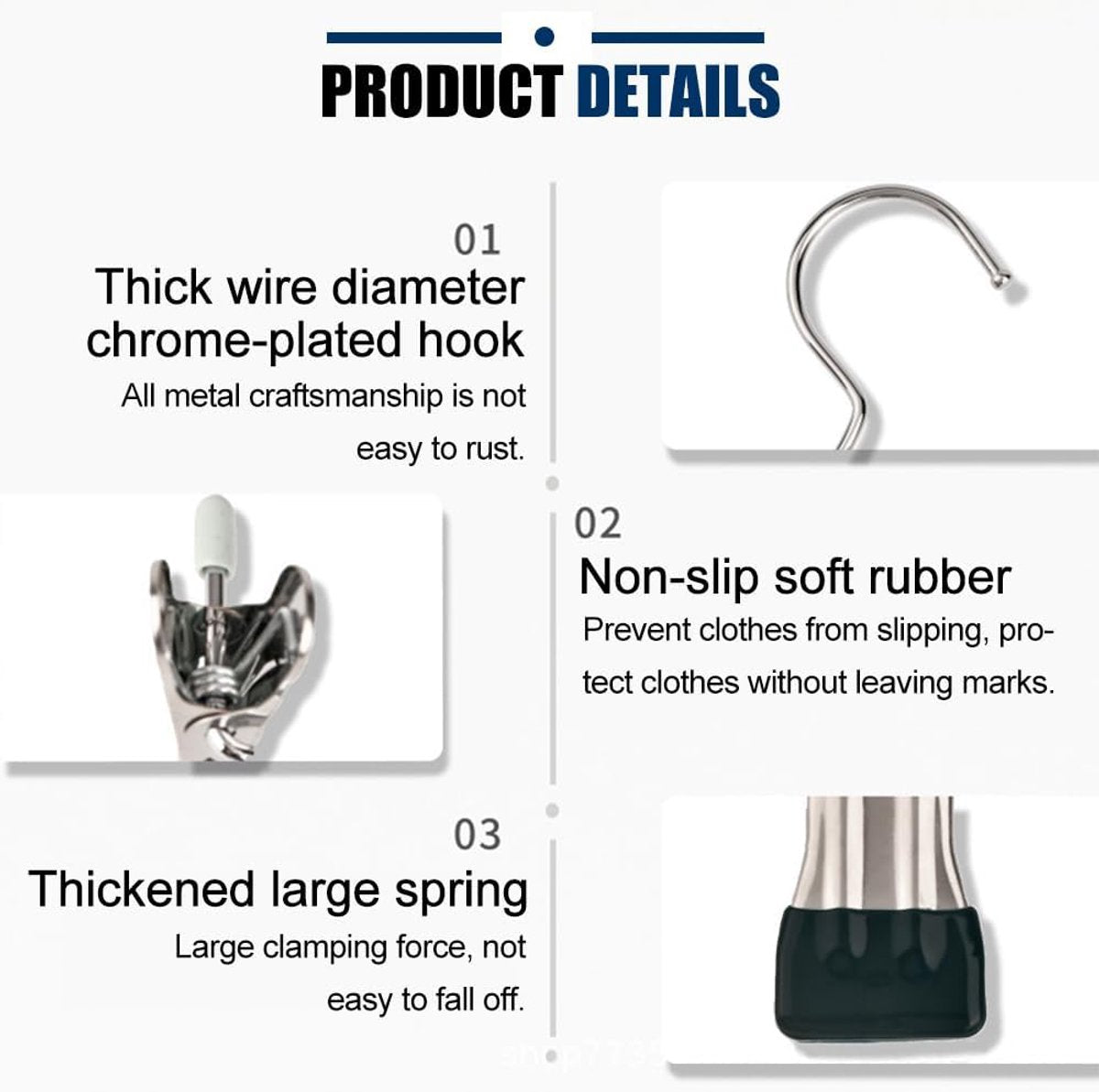 Clothes Pegs - Hangers with Clips - Stainless Steel Trouser Clips with Anti-Slip - Clothes Hooks - Hat Clips - Sock Clips - For Skirts, Trousers & Scarves (Pink, Pack of 10) - Image 2
