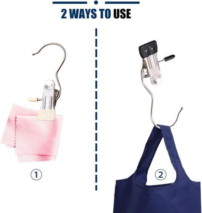 Clothes Pegs - Hangers with Clips - Stainless Steel Trouser Clips with Anti-Slip - Clothes Hooks - Hat Clips - Sock Clips - For Skirts, Trousers & Scarves (Pink, Pack of 10) - Image 5