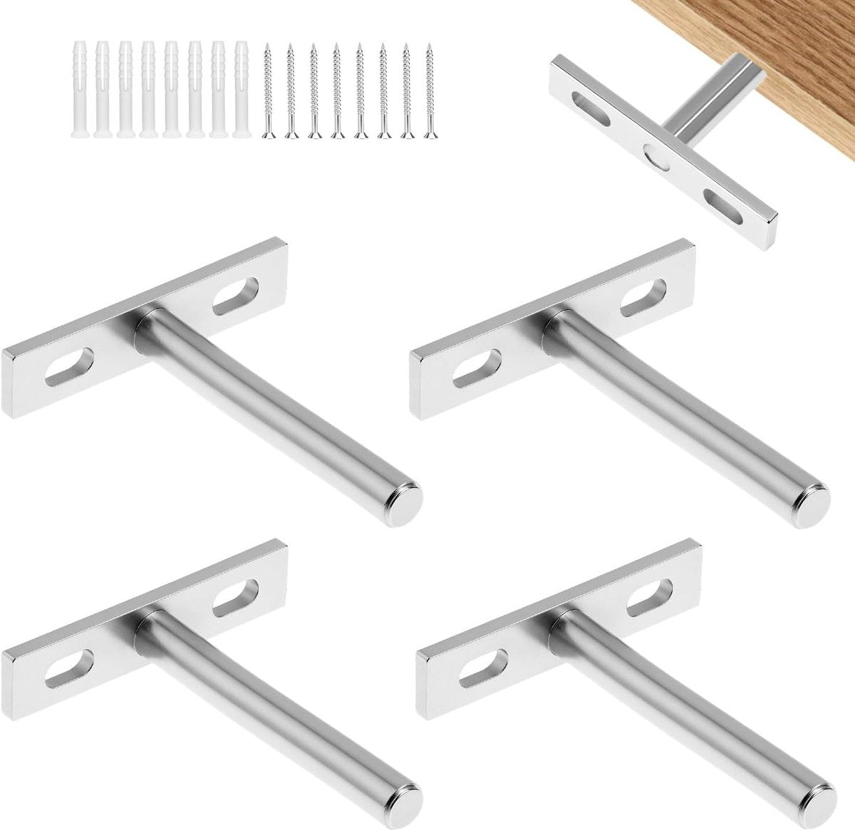 Floating Shelf Brackets - Pack of 4 - Shelf Brackets - 75mm (3 inch) Heavy-Duty Concealed Shelf Brackets - Includes Mounting Screws - For supporting wall display cases and furniture shelves - Image 5