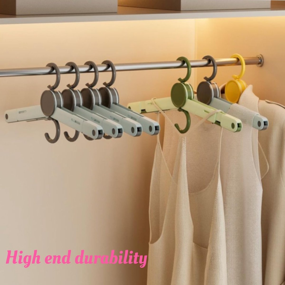 Clothes Rack - 5 pieces - Foldable clothes rack - Travel clothes rack - Shoe rack - Travel accessories - Suitable for camping, traveling and business trips (Vegetable) - Image 2