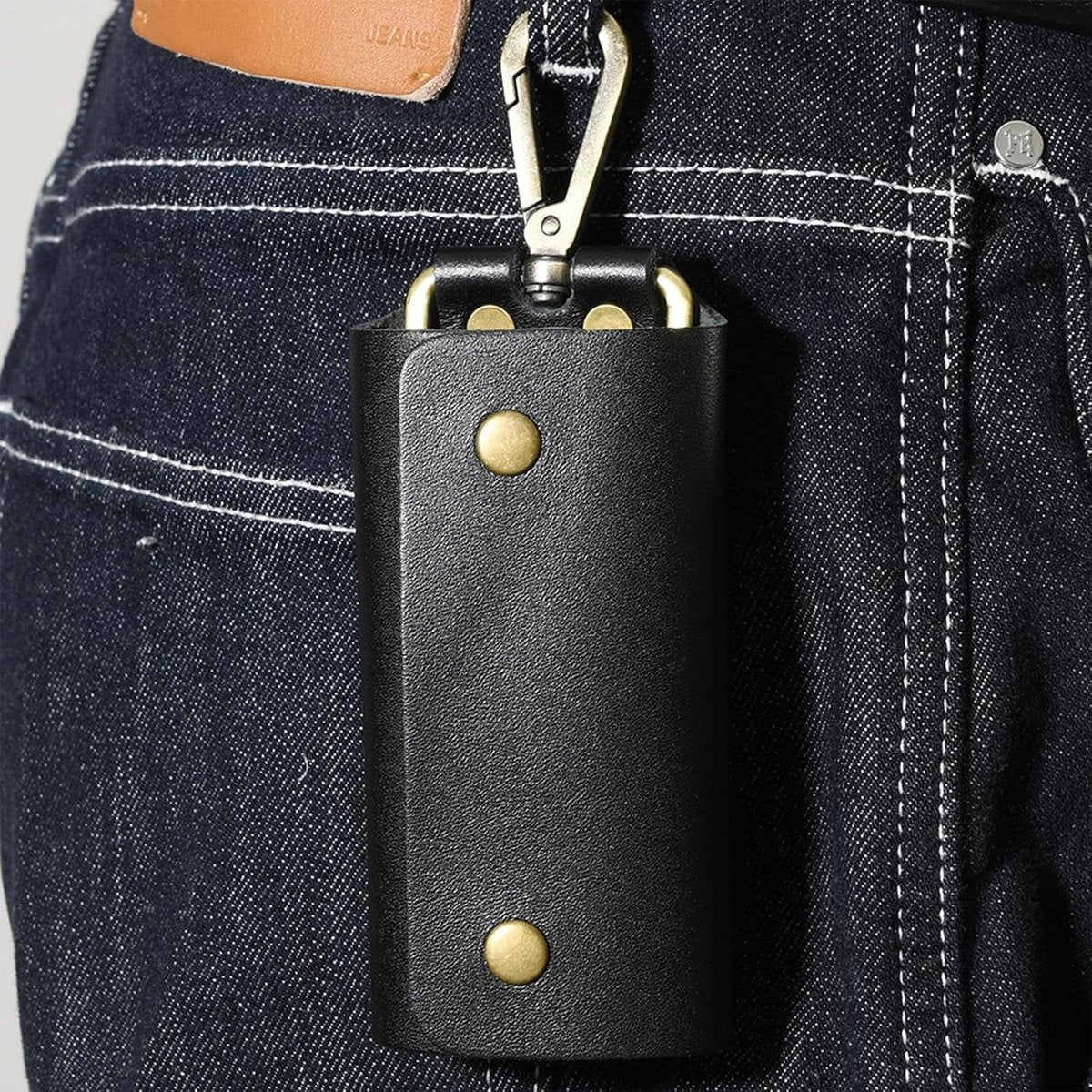Key Case - Men's Wallet Made of Genuine Leather - 16 x 6 cm - Multifunctional Organizer - Security Pocket with Zipper - Suitable for Home, School, Work and Everyday Use - Black - Image 3