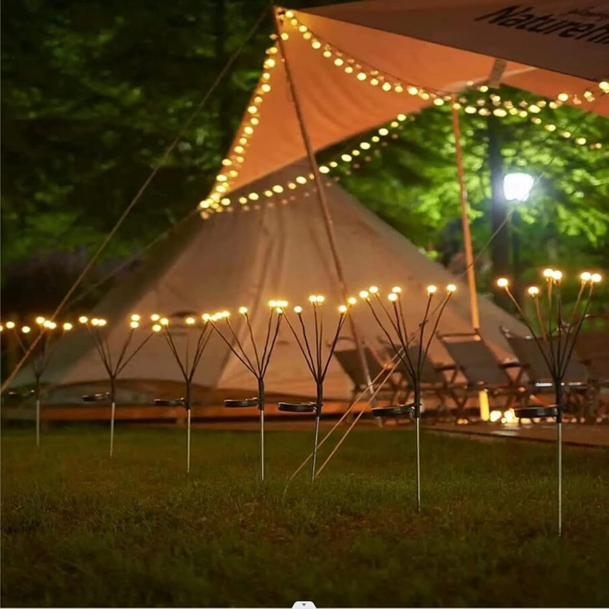 Outdoor Lighting - Solar Garden Lighting - Mood Lamp - LED Solar Garden Lamp - Firefly Shaped - 6 Pots x 2 - Waterproof for Outdoor Use - Suitable for Decorating Patio Paths - Warm Tones - Image 5