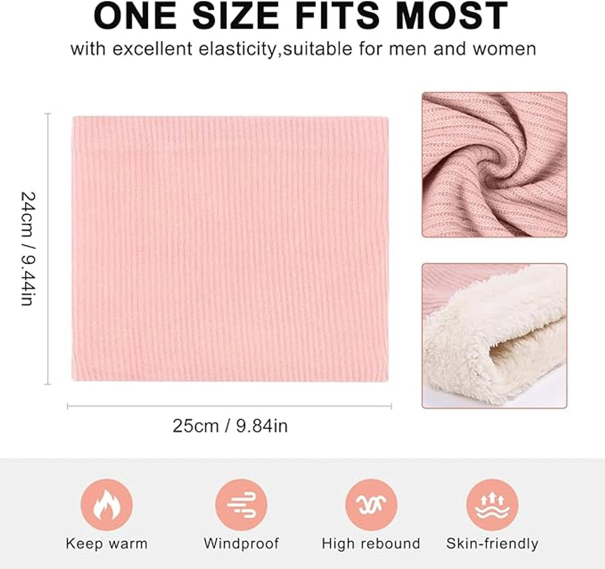 Women's Scarves (2-pack) - Neck Warmer - Winter Scarves for Women - Fleece Neck Warmer - Unisex Winter Neck Warmer - Suitable for Motorcycling, Skiing, Cycling, etc. - Gray, Pink - Image 2