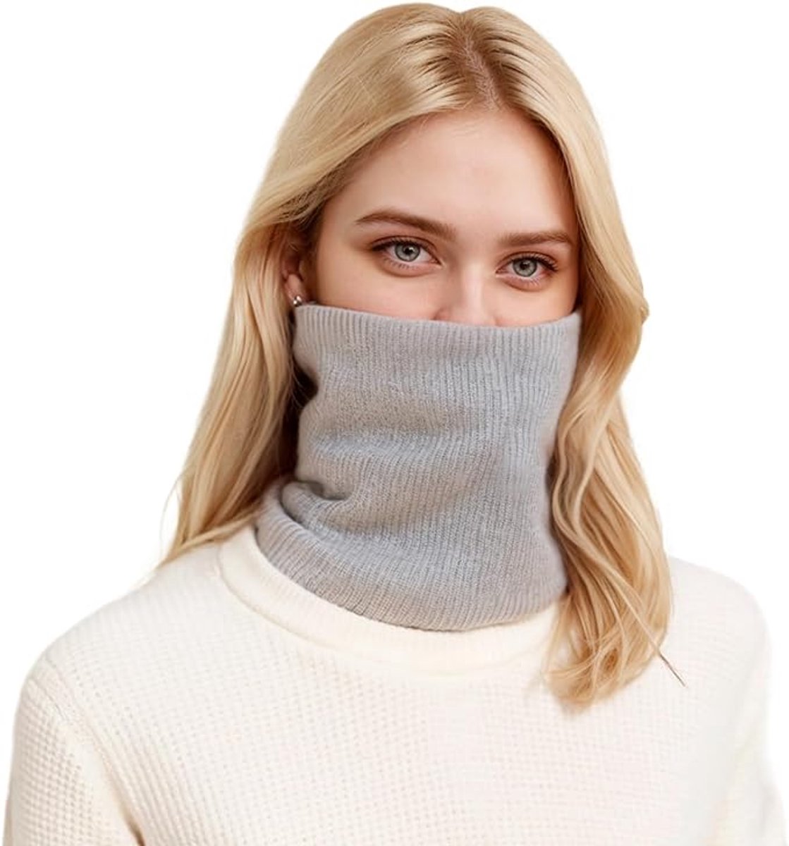 Women's Scarves (2-pack) - Neck Warmer - Winter Scarves for Women - Fleece Neck Warmer - Unisex Winter Neck Warmer - Suitable for Motorcycling, Skiing, Cycling, etc. - Gray, Pink - Image 4