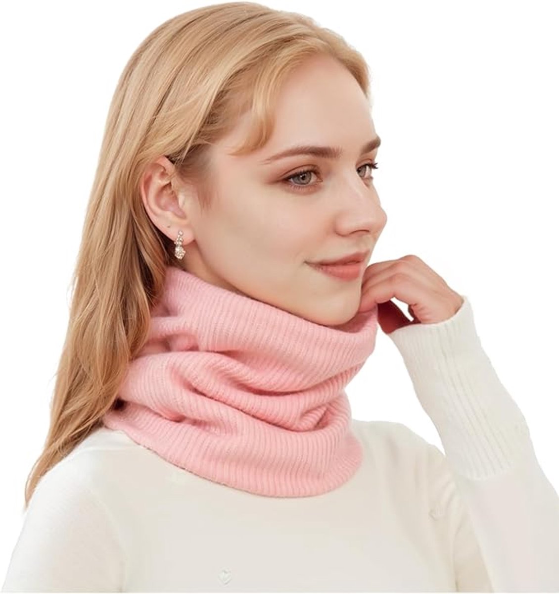 Women's Scarves (2-pack) - Neck Warmer - Winter Scarves for Women - Fleece Neck Warmer - Unisex Winter Neck Warmer - Suitable for Motorcycling, Skiing, Cycling, etc. - Gray, Pink - Image 5