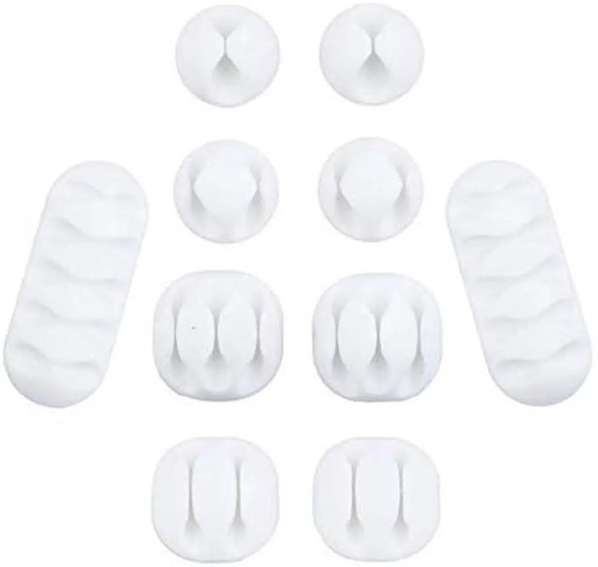 10-Piece Desk Cable Management Set - Multifunctional Cable Clamps - Desk Cable Organizer for TV, PC, Laptop, Home Office - (White)
