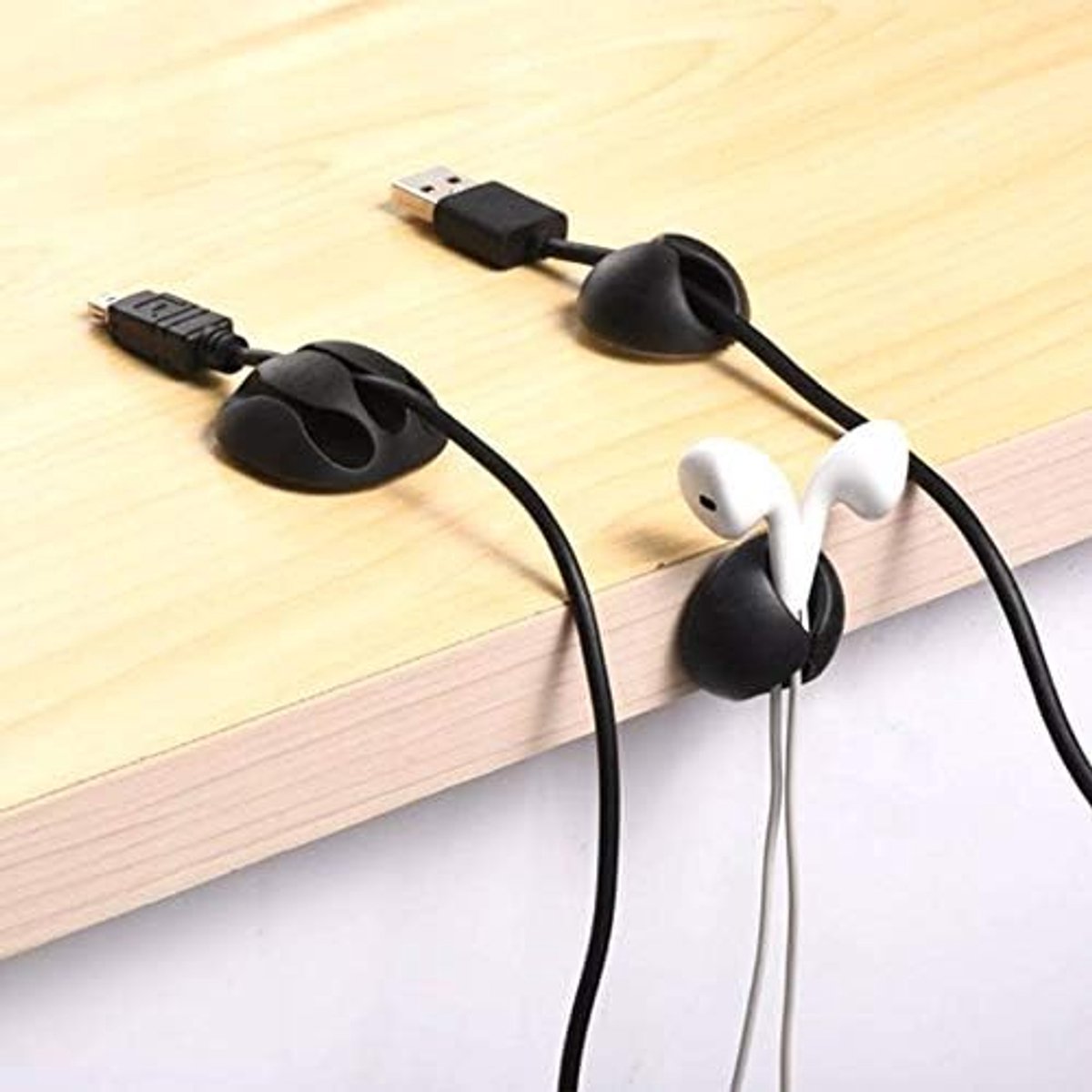 10-Piece Desk Cable Management Set - Multifunctional Cable Clamps - Desk Cable Organizer for TV, PC, Laptop, Home Office - (White) - Image 2