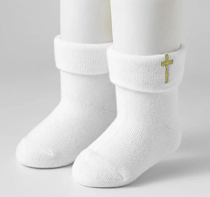 1 pair of baby socks - white cotton socks, suitable for both boys and girls - white - suitable for babies from 0-12 months - Image 3
