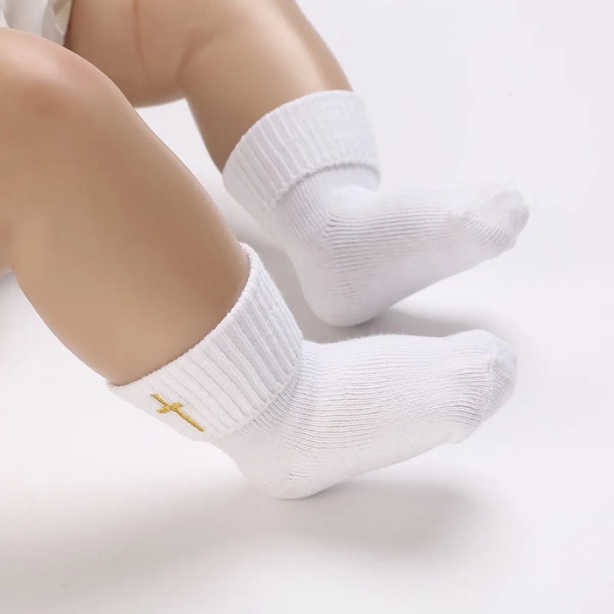 1 pair of baby socks - white cotton socks, suitable for both boys and girls - white - suitable for babies from 0-12 months - Image 4