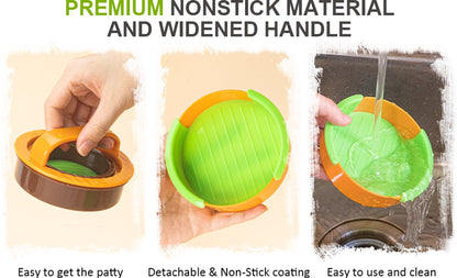 3-in-1 Hamburger and Hamburger Press - Hamburger Mold - Non-stick, durable patty maker for stuffed burgers and sliders - Easy to clean - Orange - Image 3
