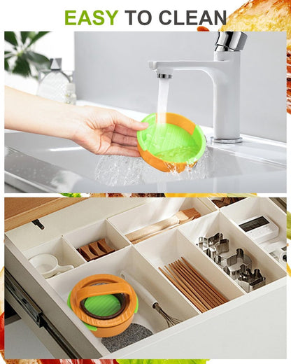 3-in-1 Hamburger and Hamburger Press - Hamburger Mold - Non-stick, durable patty maker for stuffed burgers and sliders - Easy to clean - Orange - Image 4