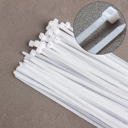 Nylon Cable Ties - Pack of 100 - 300mm x 4.8mm - Large White Nylon Cable Ties - Extra Strong - Tensile Strength 23kg - Self-Locking Plastic Cable Ties - Suitable for Home, Garden and Office Use. - Image 2