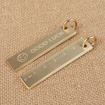 Keychain - Set of 4 - Small metal ruler - Brass gold ruler 6 cm - Decorative key ring - Keychain with bookmark - Accessories - Image 2