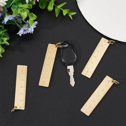 Keychain - Set of 4 - Small metal ruler - Brass gold ruler 6 cm - Decorative key ring - Keychain with bookmark - Accessories - Image 6