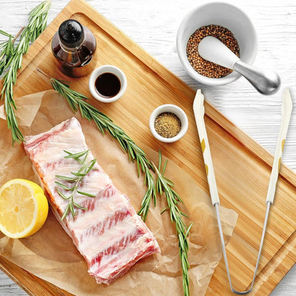 Stainless Steel Kitchen Tongs - Cute Kitchen Tongs for Food - Cute Kitchen Accessories - For Toasting Toast, Bagels, Grilling, etc. - Available in 3 Sizes (Yellow, Pink, White) - Image 3