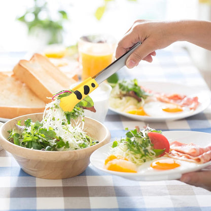 Stainless Steel Kitchen Tongs - Cute Kitchen Tongs for Food - Cute Kitchen Accessories - For Toasting Toast, Bagels, Grilling, etc. - Available in 3 Sizes (Yellow, Pink, White) - Image 4