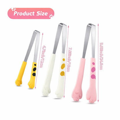 Stainless Steel Kitchen Tongs - Cute Kitchen Tongs for Food - Cute Kitchen Accessories - For Toasting Toast, Bagels, Grilling, etc. - Available in 3 Sizes (Yellow, Pink, White) - Image 5