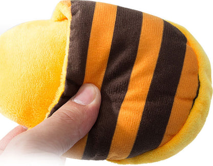 Dog Toys - Dog Cuddly Toy - Slipper Shape - Interactive - Dog Toy - Yellow-Brown Stripes - Image 2