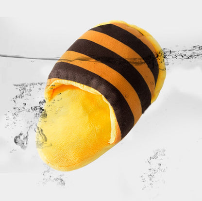 Dog Toys - Dog Cuddly Toy - Slipper Shape - Interactive - Dog Toy - Yellow-Brown Stripes - Image 3