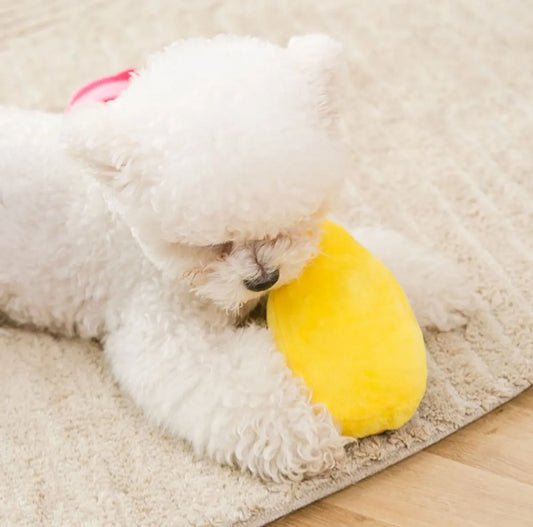 Dog Toys - Dog Cuddly Toy - Slipper Shape - Interactive - Dog Toy - Yellow-Brown Stripes - Image 4