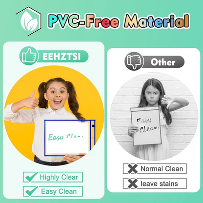 Erasable and Writable Folders - Pack of 20 | Includes 20 water-based whiteboard markers and 2 erasers - Transparent plastic folders/protective covers - Drawing and tracing bags for young children - Erasable and writable - Random colors - Image 2