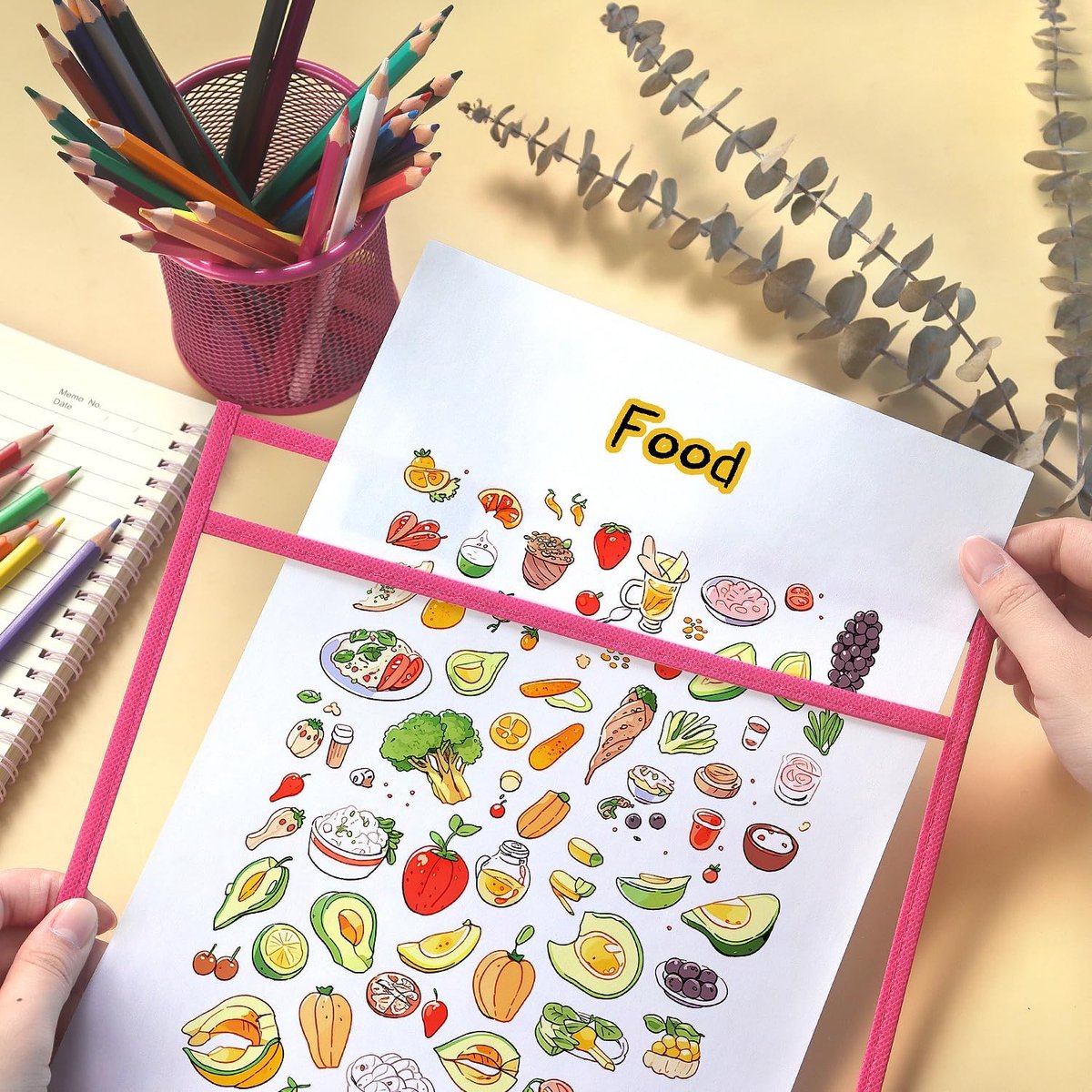 Erasable and Writable Folders - Pack of 20 | Includes 20 water-based whiteboard markers and 2 erasers - Transparent plastic folders/protective covers - Drawing and tracing bags for young children - Erasable and writable - Random colors - Image 7