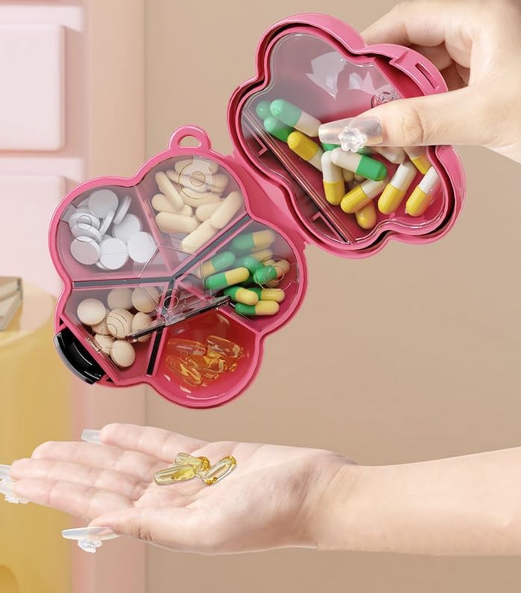Mini Pill Box - Portable Jewelry Box - Flower-Shaped Storage Box - For storing small accessories - Suitable for boys and girls (White) - Image 5