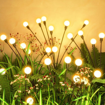 Outdoor Lighting - Solar Garden Lighting - Mood Lamp - LED Solar Garden Lamp - Firefly Shaped - 10 Pots x 2 - Waterproof for Outdoor Use - Suitable for Decorating Patio Paths - Warm Tones