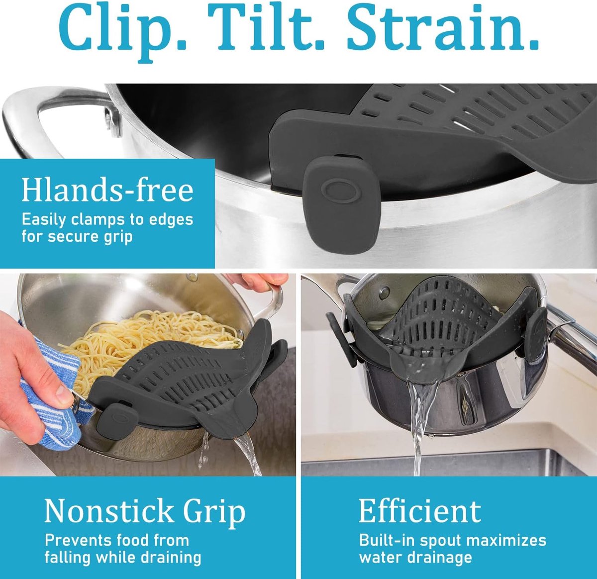 Water Filter - Cookware Filter - Pasta Drainer - Suitable for all cookware - Perfect for draining pasta, vegetables and fruit - Image 4