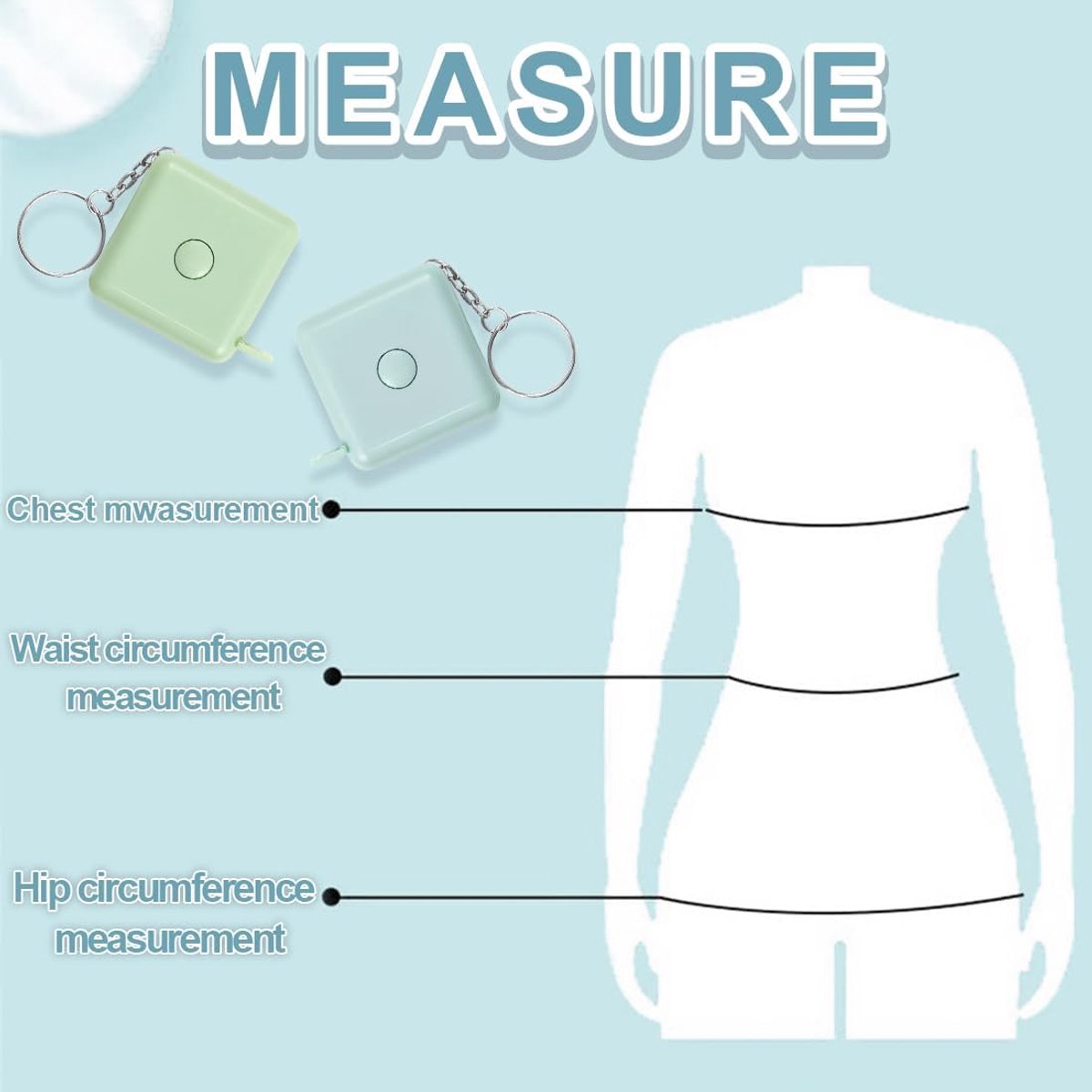 Tape Measure - Extendable Tape Measure - Small Tape Measure - 1.5 m Extendable Tape Measure for Sewing and Crafts, Body Measurements, Weaving Fabrics - Set of 3 (Blue, Pink, Green) - Image 4