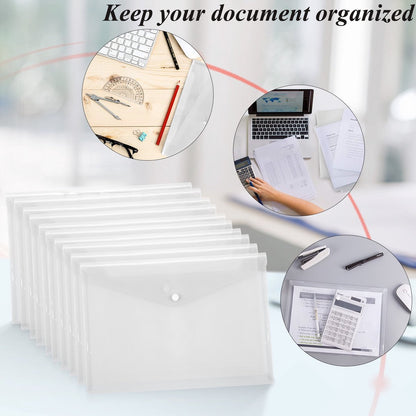 Waterproof folder - Plastic envelope - 12-pack - Transparent A4 letterhead size - with snap closure - Suitable for schools and offices. - Image 3