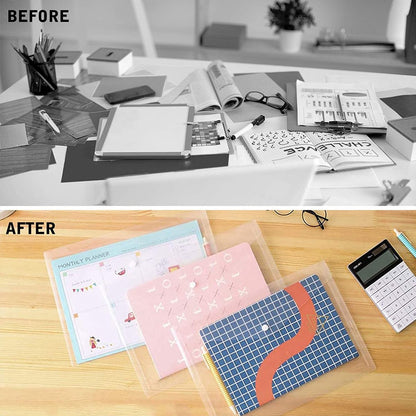 Waterproof folder - Plastic envelope - 12-pack - Transparent A4 letterhead size - with snap closure - Suitable for schools and offices. - Image 5