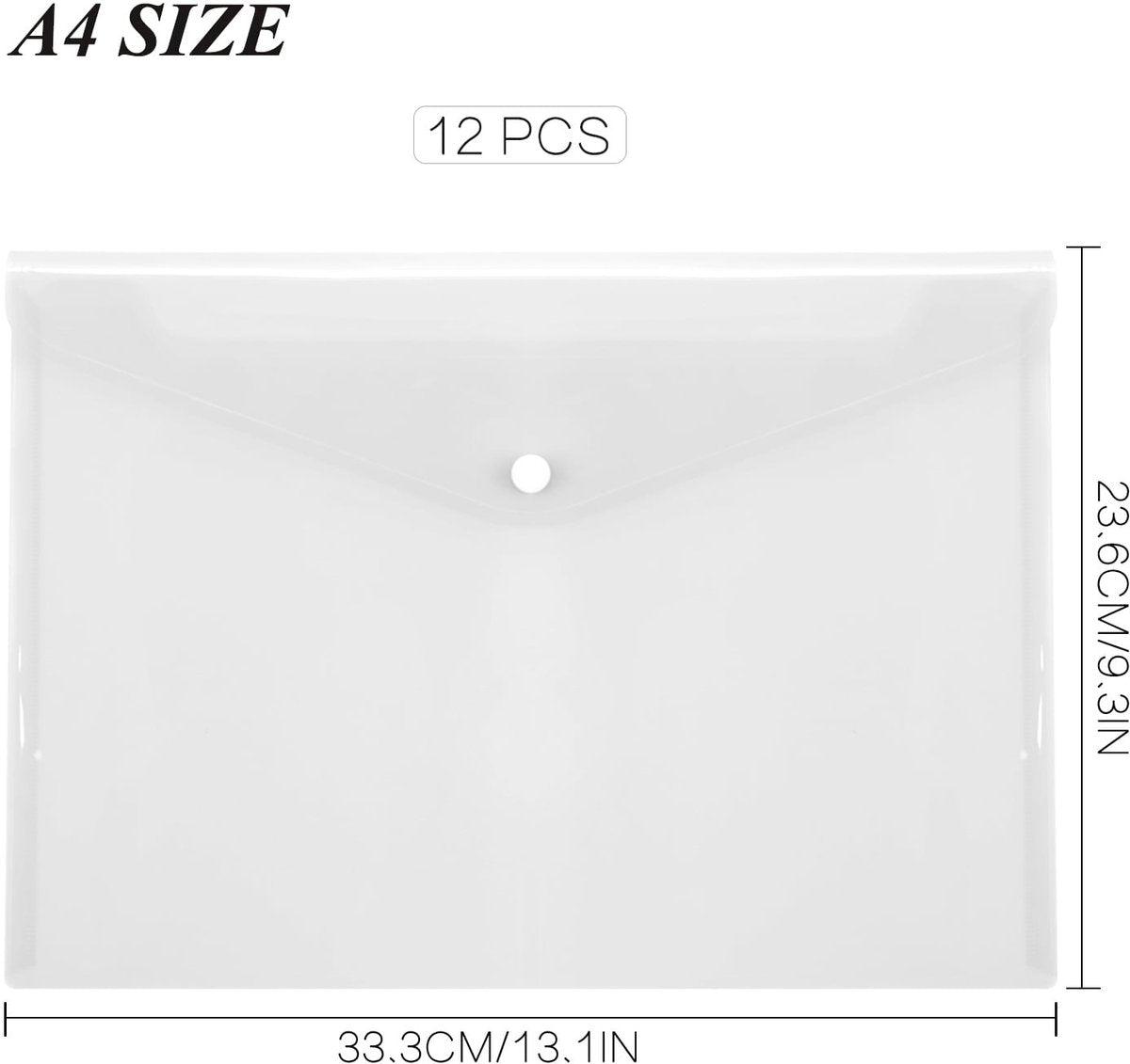 Waterproof folder - Plastic envelope - 12-pack - Transparent A4 letterhead size - with snap closure - Suitable for schools and offices. - Image 7