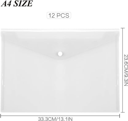 Waterproof folder - Plastic envelope - 12-pack - Transparent A4 letterhead size - with snap closure - Suitable for schools and offices. - Image 7
