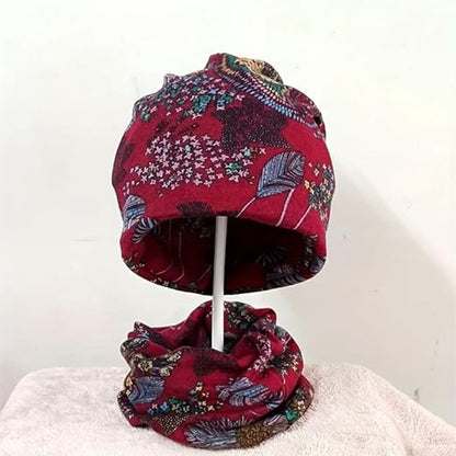 Beanie - Knitted Hat - 4-Piece Set - Bohemian Print - Soft Polyester - Suitable for Autumn and Winter - Image 2