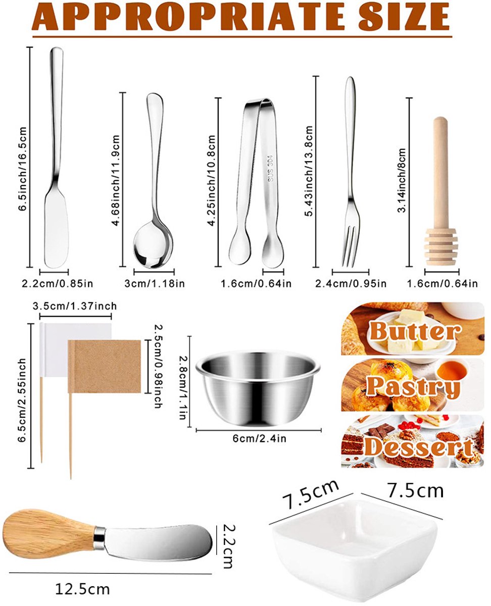 cutlery set - 14-piece set - cheese knife | pastry forks| oval coffee spoons | kitchen tongs & serving tongs - Image 6