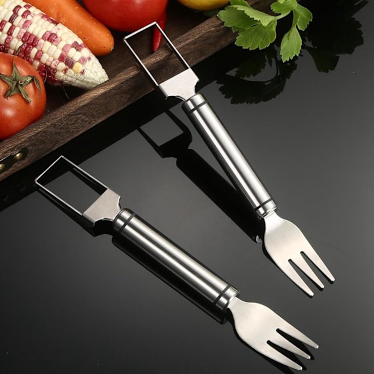 Watermelon Fork - Multifunctional Watermelon Slicer - Fruit Cutter - Portable Tool 2-Piece Set - Image 2