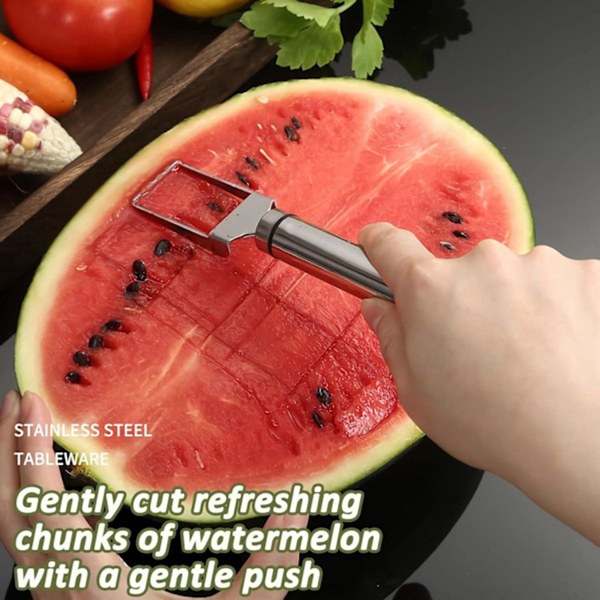 Watermelon Fork - Multifunctional Watermelon Slicer - Fruit Cutter - Portable Tool 2-Piece Set - Image 3