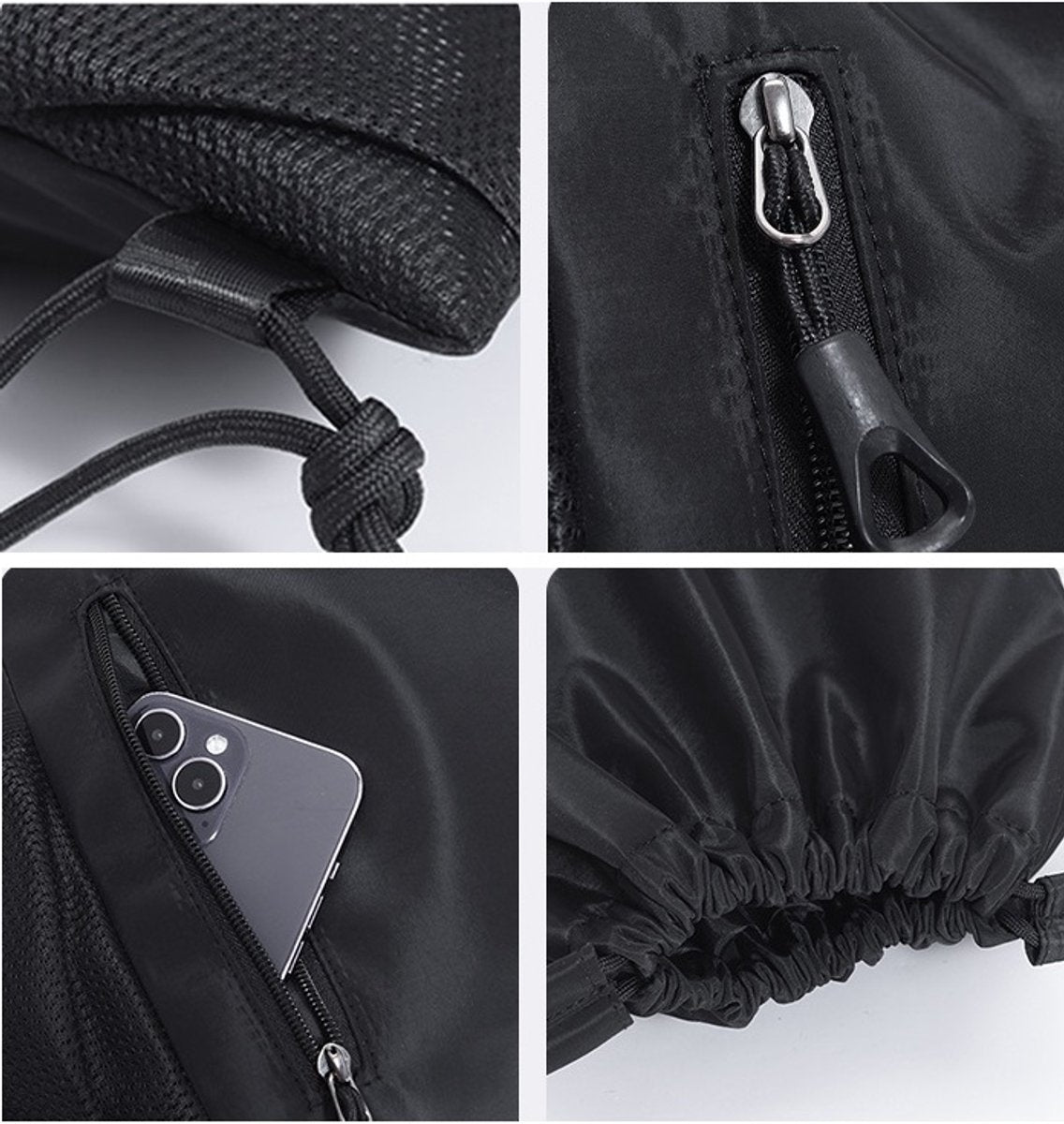 One-Piece Backpack - Drawstring Backpack - Large Capacity - Lightweight - Separate Wet and Dry Compartments, Sports Backpack - Suitable for Travel and Fitness - Black - Image 2