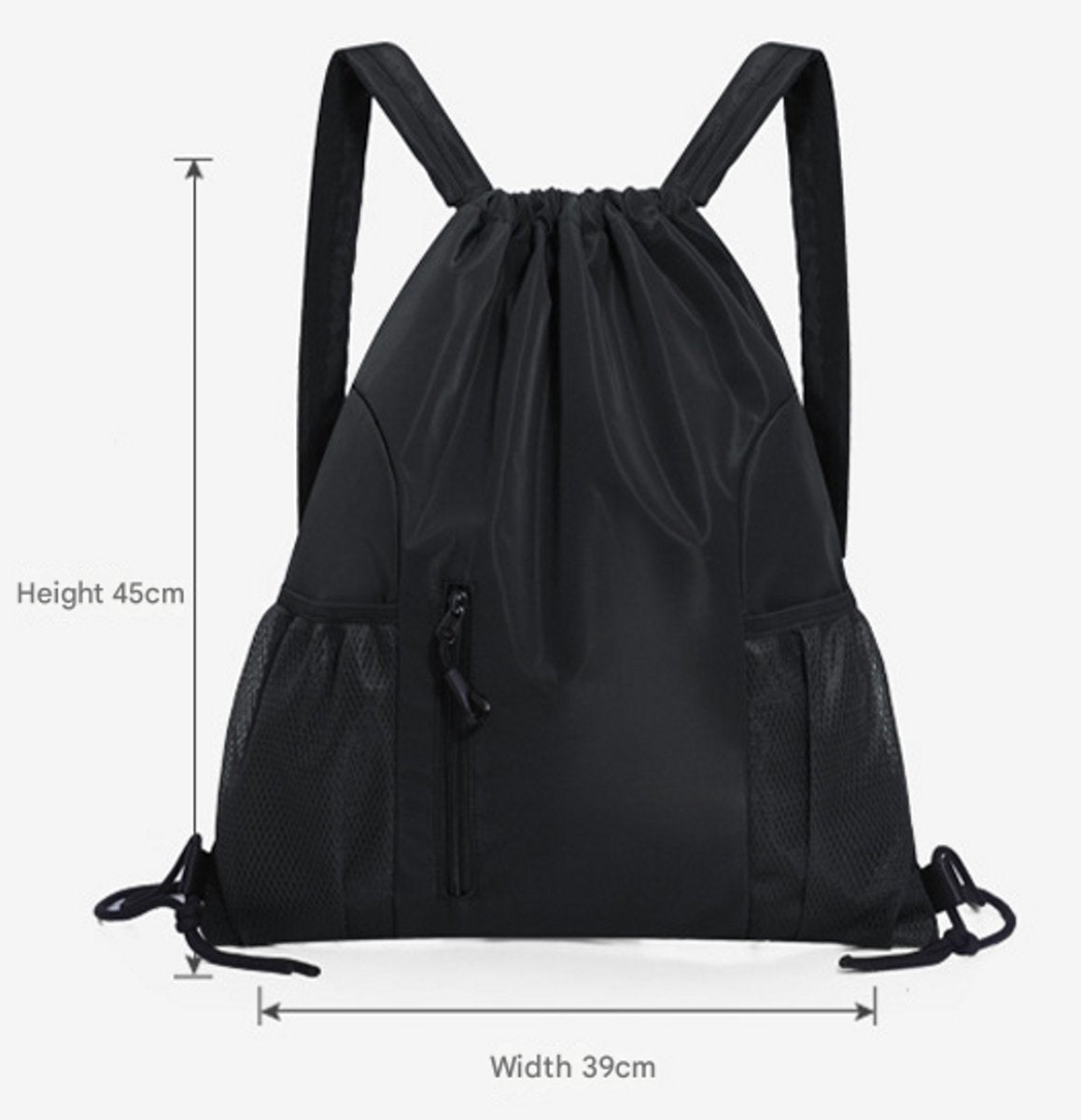 One-Piece Backpack - Drawstring Backpack - Large Capacity - Lightweight - Separate Wet and Dry Compartments, Sports Backpack - Suitable for Travel and Fitness - Black - Image 3