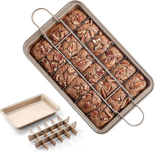 Baking Pan - Cake Pan - Bread Baking Pan - Baking Tray - With Cutting Aid Function - With Non-Slip Handle - Suitable for making cakes, chocolate, pastries, pies, cookies, etc. - 30 x 20 x 5 cm