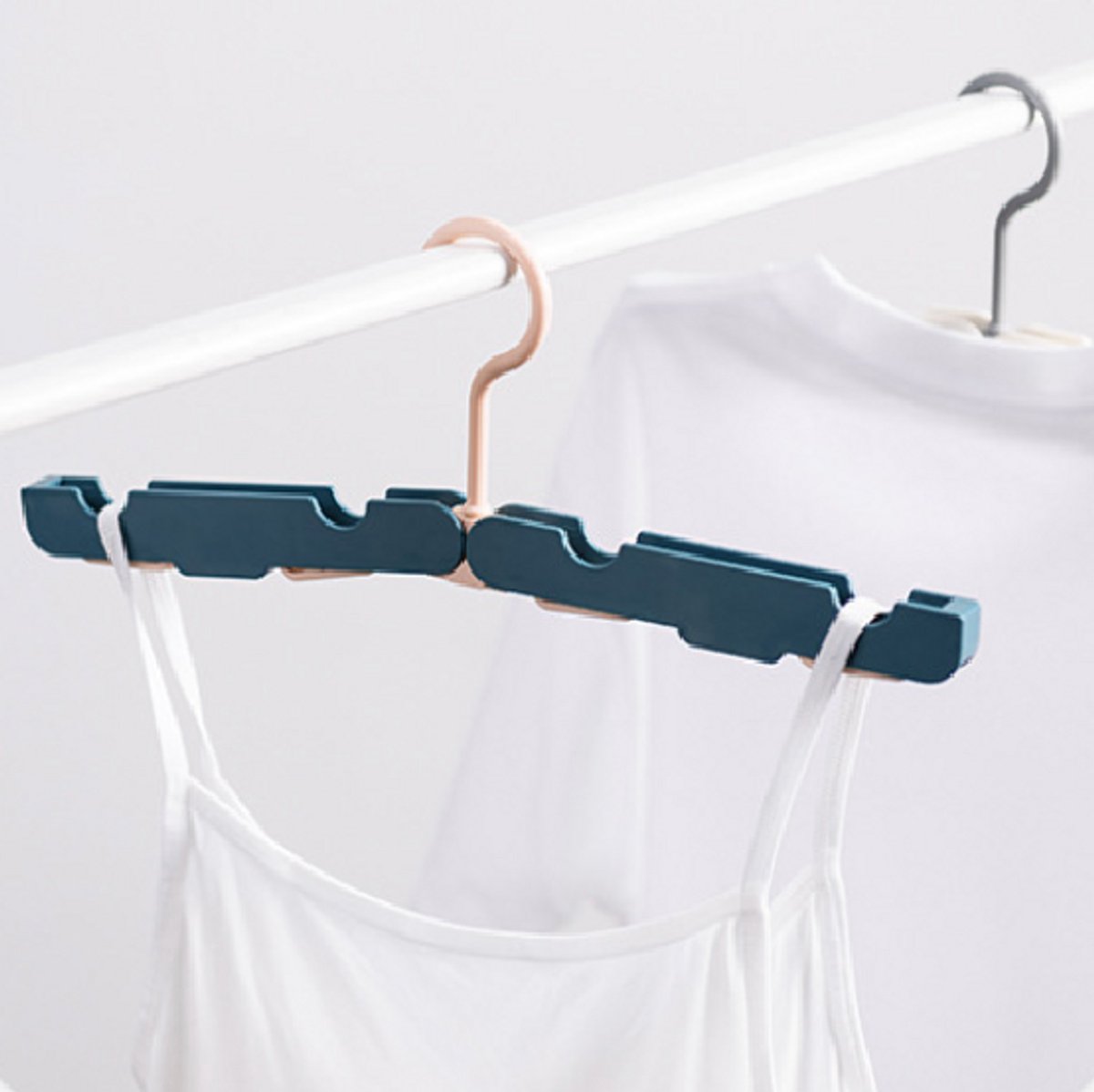 Folding Clothes Rack (Two-Piece Pack) - Hanging Clothes Rack - Portable Folding Hanger with Hook - Ideal for Travel, Campers, Travelers and Small Spaces - Dark Green - Image 7