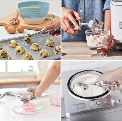 Three-Piece Ice Cream Scoop Set - Cookie Scoop Set - Stainless Steel Ice Cream Scoop with Trigger Mechanism - Large/Medium/Small Cookie Scoops - Baking Cookie Scoop Set - Image 3