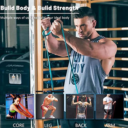 Resistance Bands - Pull-up Bands - Training Bands - Fitness Bands - Set of 5 Bands - 5 Different Resistances - Set for Training, Fitness, Exercises, and Physical Therapy for Men and Women - Includes Carrying Bag - Image 2