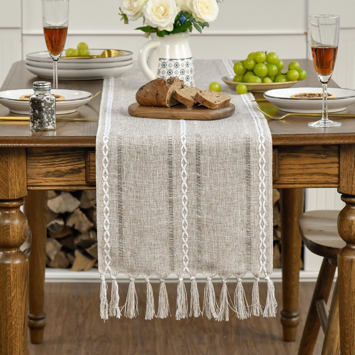 Table Runner - Christmas Table Runner - Fabric Table Runner - Cotton Table Runner - Washable Cotton Table Runner - Suitable for Family Table Decoration, Wedding Decoration, Party Decoration (33cm*220cm) - Image 4